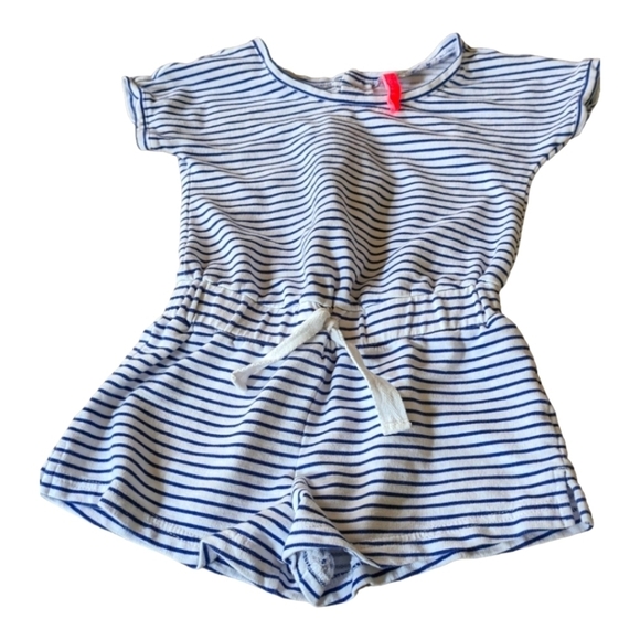 Seafolly Australia Navy & White Striped Cotton Romper Size 4 GUC - Picture 1 of 4